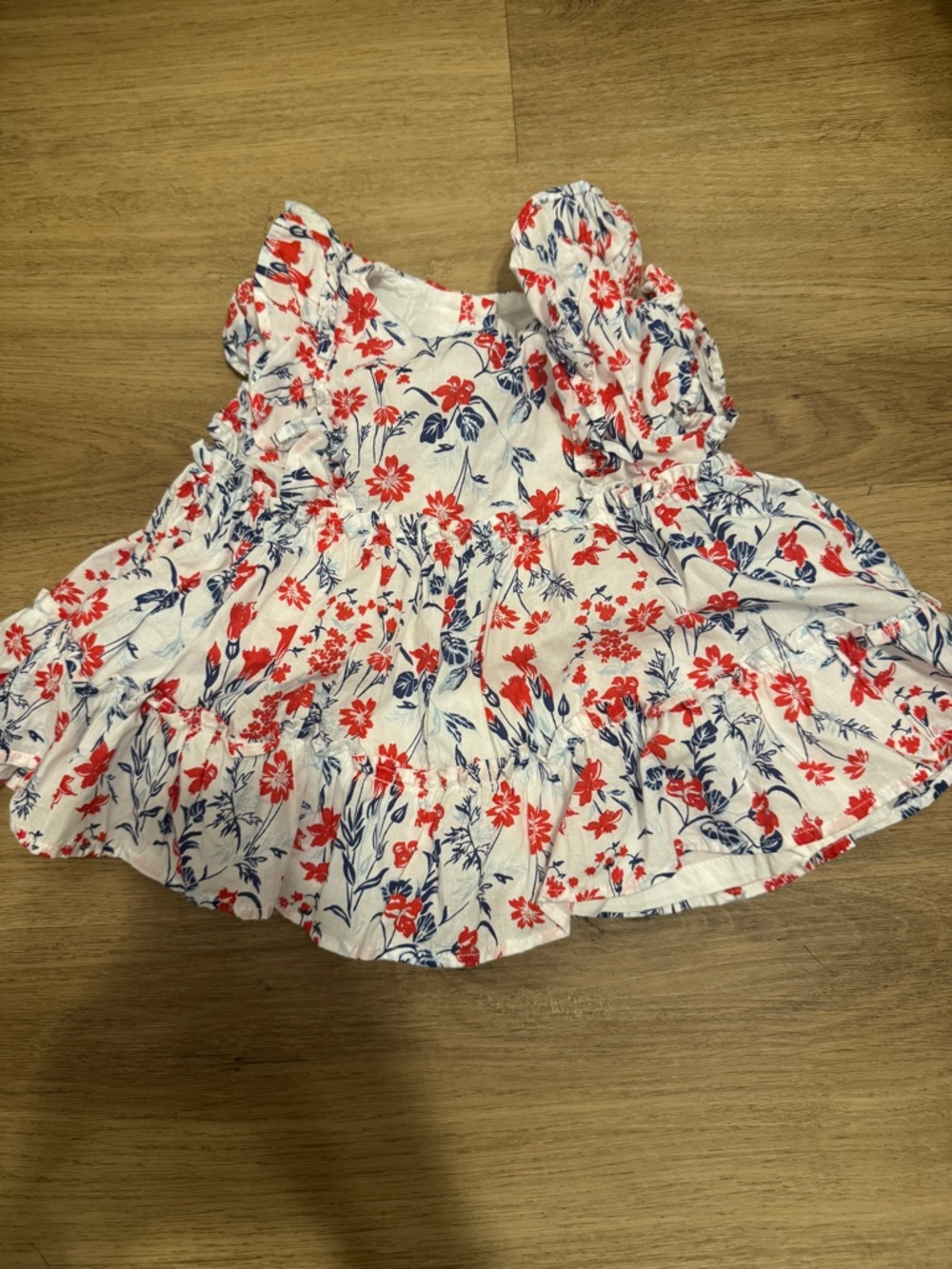 Janie and Jack White Dress with Red Floral & Navy Leaf Print
